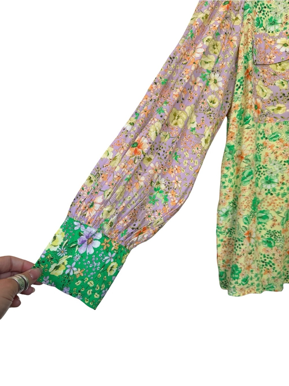 LOFT Green & Lavender Floral Button-Down Shirt - Picture 4 of 11